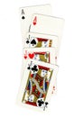 A poker hand of playing cards showing a full house. Royalty Free Stock Photo
