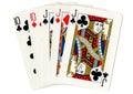 A full house poker hand of playing cards.