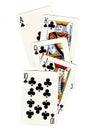 A poker hand of playing cards showing a royal flush. Royalty Free Stock Photo