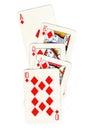 A poker hand of playing cards showing a royal flush. Royalty Free Stock Photo