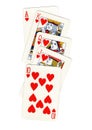 A poker hand of playing cards showing a royal flush. Royalty Free Stock Photo