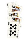 A poker hand of playing cards showing a royal flush. Royalty Free Stock Photo