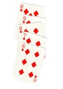 A poker hand of playing cards showing a straight flush. Royalty Free Stock Photo