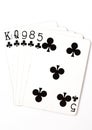 Poker hand rankings symbol set Playing cards in casino: flush on white background Royalty Free Stock Photo