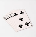 Poker hand rankings symbol set Playing cards in casino: flush on white background, luck abstract Royalty Free Stock Photo