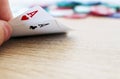 Poker hand with two aces and chips Royalty Free Stock Photo