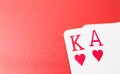 Poker hands playing cards king and ace Royalty Free Stock Photo