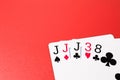 Poker hands playing cards three of a kind Royalty Free Stock Photo