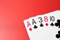 Poker hands playing cards two aces Royalty Free Stock Photo