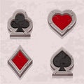 Poker icons stone texture, Card suit