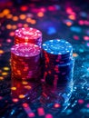 Poker night backdrop with vibrant graffiti patterns and colorful chips Royalty Free Stock Photo
