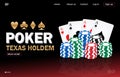 Poker online landing page template Royalty Free Stock Photo