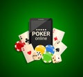 Poker online in smartphone,invitation banner.