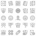 Poker outline icons set - vector Texas holdem linear symbols