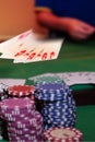 Poker player showing winning royal flush Royalty Free Stock Photo