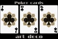 Poker playing card. Jack clubs. Queen clubs. King clubs. Poker cards in the art deco style. Standard size card.