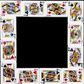 Poker playing cards arrangement in square-shape.