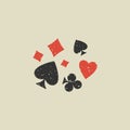 Poker playing cards suits grunge symbols - Spades, Hearts, Diamonds and Clubs