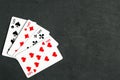 Poker quads playing card, black background Royalty Free Stock Photo