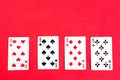 Poker quads playing card Royalty Free Stock Photo