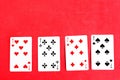 Poker quads playing card Royalty Free Stock Photo