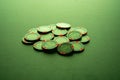 Poker red and black chips on green background Royalty Free Stock Photo