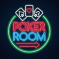 Poker room neon vintage sign