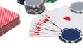 Poker, royal flush and gambling chips