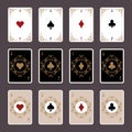 Poker Set of Aces retro vintage styles, old frames, watermarks and colored backgrounds