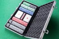 Poker set with cards, dice and chips Royalty Free Stock Photo