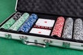 Poker set with cards, dice and chips Royalty Free Stock Photo