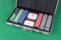 Poker set with cards, dice and chips Royalty Free Stock Photo