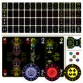 Poker set includes: full card deck, tuck box template and casino chips Royalty Free Stock Photo