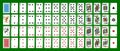 Poker set with isolated cards on green background. Poker playing cards, full deck. Poker playing cards, full deck