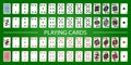Poker set with isolated cards on green background. Poker playing cards, full deck Royalty Free Stock Photo