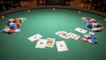 Poker Table with Cards and Chips Royalty Free Stock Photo