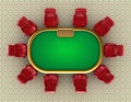 Poker table with chairs top view Royalty Free Stock Photo