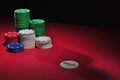 Poker table chips and dealer