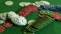 Poker table. The combination of playing cards. Win at the casino. Black Jack. Betting at the casi Royalty Free Stock Photo