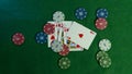 Poker table. The combination of playing cards. Win at the casino. Black Jack. Betting at the casi Royalty Free Stock Photo