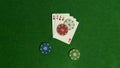 Poker table. The combination of playing cards. Win at the casino. Black Jack. Betting at the casi Royalty Free Stock Photo