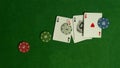 Poker table. The combination of playing cards. Win at the casino. Black Jack. Betting at the casi Royalty Free Stock Photo