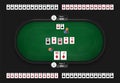 Poker table. Online poker room. Full deck of playing cards. Texas Hold`em game illustration. Online game concept Royalty Free Stock Photo