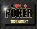 Poker tournament banner. Signs of card suits on a black background Royalty Free Stock Photo