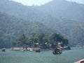 Pokhara lakeside - temple on the island Royalty Free Stock Photo