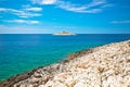 Pokonji Dol Lighthouse in Hvar island archipelago view Royalty Free Stock Photo