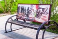 Pokrov, Vladimir Region, Russia, May 11, 2013. A bench decorated for the May 9th holiday