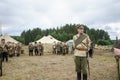 Pokrovskoye, Sverdlovsk region, Russia July 17, 2016. Historical reconstruction of the Russian Civil war in the Urals,