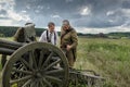 Pokrovskoye, Sverdlovsk region, Russia July 17, 2016. Historical reconstruction of the Russian Civil war in the Urals, white army