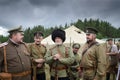 Pokrovskoye, Sverdlovsk region, Russia July 17, 2016. Historical reconstruction of the Russian Civil war in the Urals, soldiers of